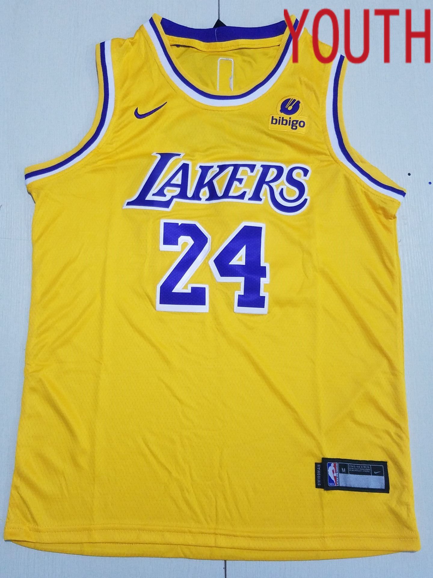 Youth Los Angeles Lakers 24 Bryant Yellow Nike 2022 NBA Jersey